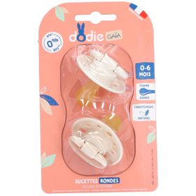 Dodie Runde Schnuller Naturkautschuk Nature Beige 0-6 Monate