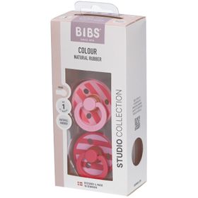 BIBS Studio Colour Schnuller Gr. 1,  0-6 Monate, Baby Pink/ Coral