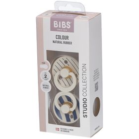 BIBS Studio Colour Schnuller Gr. 2,  6-18 Monate, Ivory Steel Blue