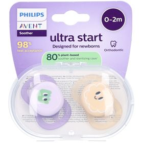 Philips Avent Ultra Start Schnuller 0-6 Monate, Pfirsich/Lila Design
