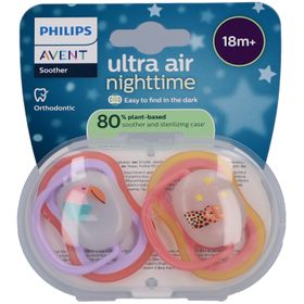 Philips Avent Ultra Air Nighttime Glow Schnuller – 18m+ – Toucan/Cat