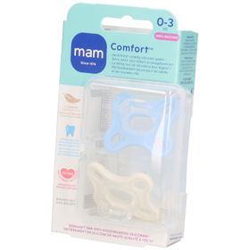 MAM Comfort Schnuller 0-3 Monate Blau 2 Stück Silikon