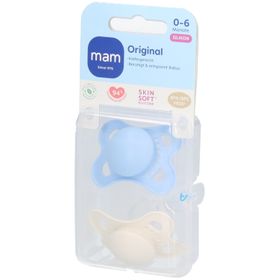 MAM Original Silikon-Schnuller 0–6 Monate Blau/Neutral 2 Stück