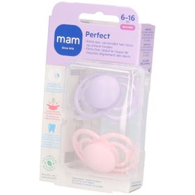 MAM Perfect Silikon-Schnuller 6–16 Monate, Rosa & Lila