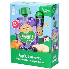 Olvarit | Trinkflasche Obst | Baby Ab 12 Monate | Apfel Banane Schwarze Johannisbeere Heidelbeere