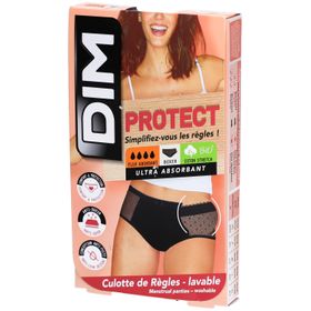 DIM Menstruationshöschen aus Bio-Baumwolle Waschbar - Boxer Lace Schwarz 40-42 - Reichlicher Ausfluss