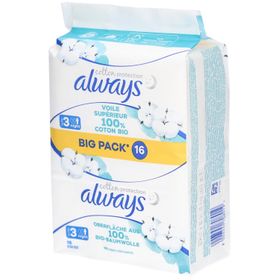 Always Cotton Protection Damenbinden für die Nacht Größe 3 100 % Bio-Baumwolle