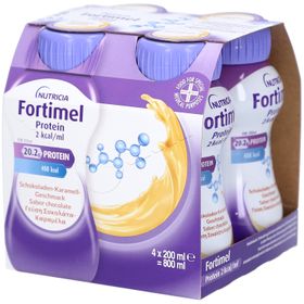 Fortimel® Protein 2 kcal Schokolade-Karamell, die eiweißreiche und hochkalorische Trinknahrung, die zudem ballaststoff- & glutenfrei, und laktosearm ist