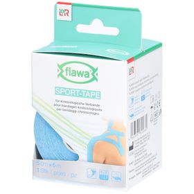 flawa® Sport Tape pour bandages kinésiologiques 5 cm x 5 m bleu