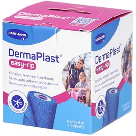 DERMAPLAST® easy-rip Kohäsives, abreißbares Fixier- und Stützband 6 cm x 4 m blau