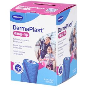 DERMAPLAST® easy-rip Kohäsives, abreißbares Fixier- und Stützband 8 cm x 4 m blau