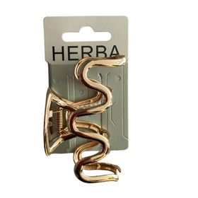 HERBA Haarklammer Welle Metall Gold 9 cm