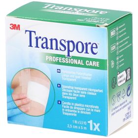 3M TRANSPORE Sparadrap transparent microperforé 5 m x 25 mm