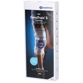 BAUERFEIND® GenuTrain S Aktive Kniebandage mit seitlichen Gelenkstabilisatoren Gr. 5 Links Titan