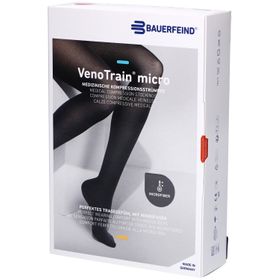 BAUERFEIND VenoTrain micro bas noir - Bas de compression médicale - ATU CCL2 Taille M normal/long pied fermé