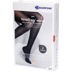 BAUERFEIND VenoTrain micro strumpf schwarz - Medizinische Kompressionsstrümpfe - AT CCL2 Größe D normal/lang Fuß geschlossen