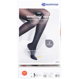 BAUERFEIND VenoTrain micro strumpf schwarz - Medizinische Kompressionsstrümpfe - AT CCL2 Größe D plus/langer Fuß geschlossen