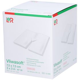 Vliwasoft® Schlitzkompresse 7,5 cm x 7,5 cm 4lagig steril
