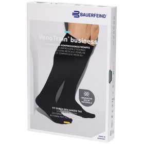 BAUERFEIND VenoTrain business Strümpfe schwarz - Medizinische Kompressionsstrümpfe - AD CCL2 Größe L normal/kurz Fuß geschlossen