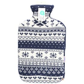 SÄNGER Wärmflasche 2L Strickbezug Norwegisch Blau