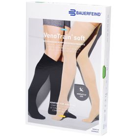 BAUERFEIND VenoTrain Soft Strumpf schwarz - Medizinische Kompressionsstrümpfe - AD CCL2 Größe L normal/kurz Fuß geschlossen