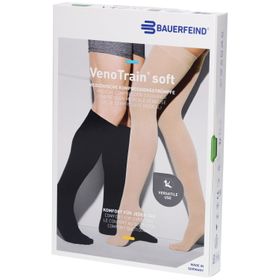 BAUERFEIND VenoTrain Soft bas noir - Bas de compression médicale - AD CCL2 Taille M plus/long pied fermé