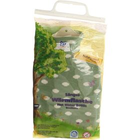 SÄNGER Wärmflasche 2L Bezug gestrickt grüne Punkte