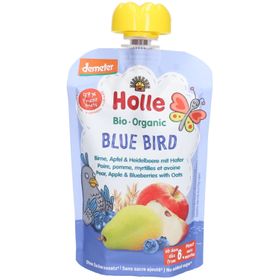 HOLLE Blue Bird Gourde Poire, Pomme, Myrtilles et avoine bio