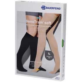 BAUERFEIND VenoTrain Soft bas crème - Bas de compression médicale - AD CCL2 Taille L plus/court pied ouvert