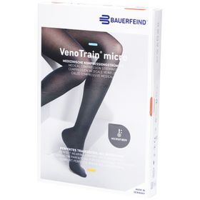 BAUERFEIND VenoTrain micro strumpf schwarz - Medizinische Kompressionsstrümpfe - AG CCL2 Größe S normal/lang Fuß geschlossen