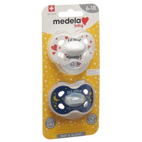 Medela Baby Schnuller Tag & Nacht 6-18m Silikon mit Schutzkappe
