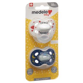 Medela Baby Sucettes Day & Night 18+m Silicone avec Capuchons