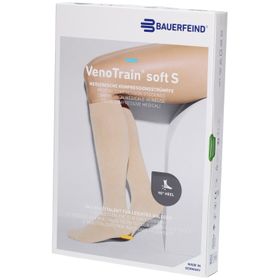 BAUERFEIND VenoTrain Soft bas crème - Bas de compression médicale - AG CCL2 Taille M  normal/long pied ouvert avec micropicots et talon spécial