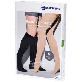 BAUERFEIND VenoTrain Soft bas crème - Bas de compression médicale - AG CCL2 Taille M normal/court pied ouvert avec micropicots