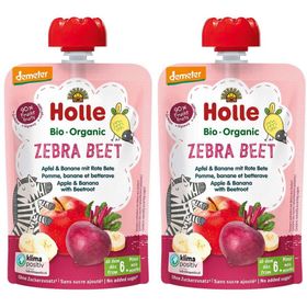 HOLLE Zebra Beet - Wasserflasche mit Apfel, Banane und Roter Bete