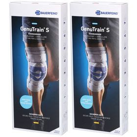BAUERFEIND® GenuTrain S Aktive Kniebandage mit seitlichen Gelenkstabilisatoren Gr. 5 Links Titan