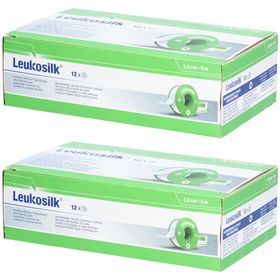 LEUKOSILK Pansement de fixation 5 m x 2,5 cm dermophile blanc