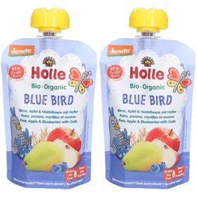 HOLLE Blue Bird Trinkflasche Birne, Apfel, Heidelbeere und Hafer bio