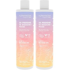 ALPHANOVA® Kids Gel Lavant bio 3 en 1 "Va prendre ta Douche" Fraise