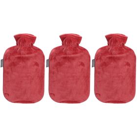 Fashy® Wärmflasche 2 l mit Flauschbezug & Stickerei – rostrot