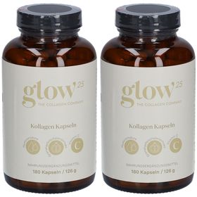 Gélules de collagène Glow25® hautement dosées [180 gélules] avec acide hyaluronique et vitamine C