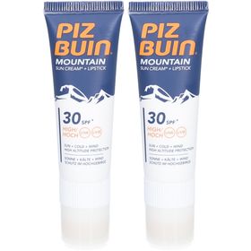 PIZ BUIN® ​MOUNTAIN Crème Solaire + Stick Lèvres SPF30
