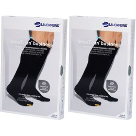 BAUERFEIND VenoTrain business Strümpfe schwarz - Medizinische Kompressionsstrümpfe - AD CCL2 Größe L normal/lang Fuß geschlossen