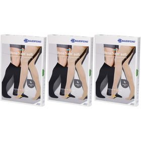 BAUERFEIND VenoTrain Soft bas noir - Bas de compression médicale - AD CCL2 Taille L normal/court pied ouvert