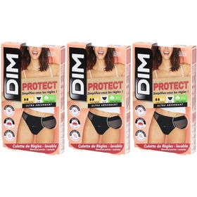 DIM Culotte de Règles en coton bio Lavable - Slip Lace Noir 44-46 - Flux abondant