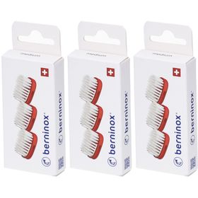 Berninox 3 x têtes de brosse de rechange rouge corail medium