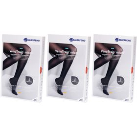 BAUERFEIND VenoTrain micro bas noir - Bas de compression médicale - AD CCL2 Taille M normal/court pied ouvert