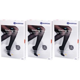 BAUERFEIND VenoTrain micro bas noir - Bas de compression médicale - AD CCL2 Taille M plus/court pied ouvert