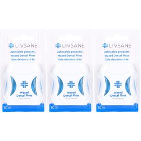 LIVSANE Soie Dentaire Cirée 30m Arôme Menthe Avec Fluorure de Sodium
