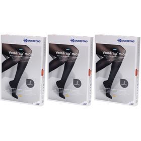 BAUERFEIND VenoTrain micro bas noir - Bas de compression médicale - AG CCL2 Taille S plus/long pied fermé